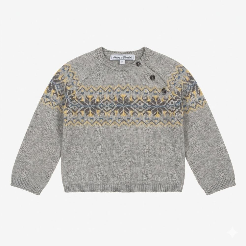 Tartine et Chocolat Fair Isle Knit Sweater Size 2T